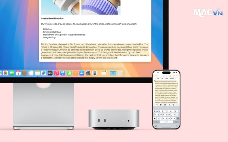 apple intelligence tien loi cua mac mini m4 16gb 256gb 1 Mac Mini M4 16GB 512GB Khả năng kết nối mượt mà với iPhone của Mac Mini M4 16GB 512GB